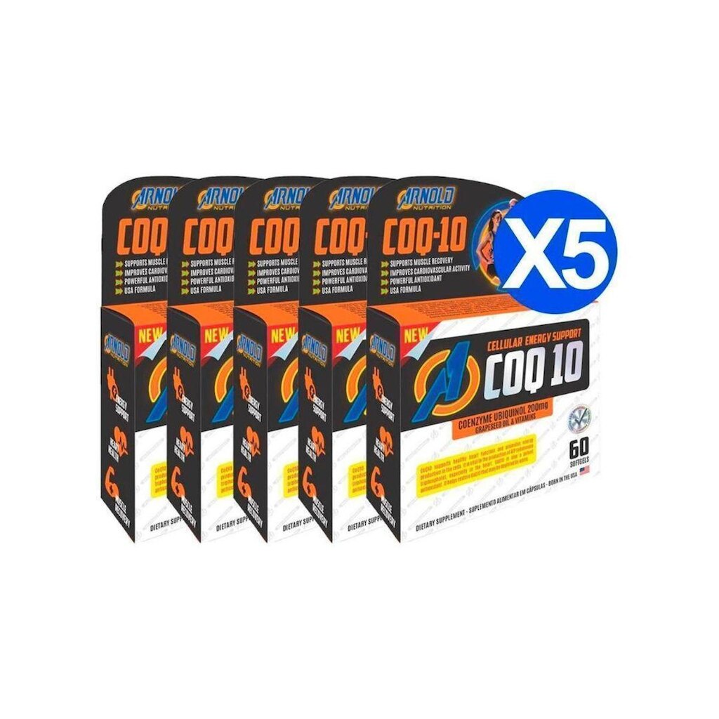 Kit 5un Coenzima Q10 200mg Arnold Nutrition 60 Softgels