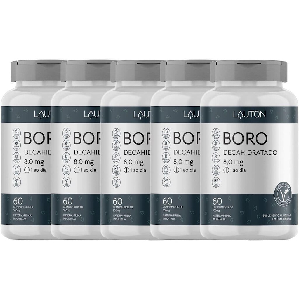 Kit 5X Boro Decahidratado - 60 Comprimidos - Lauton Nutrition