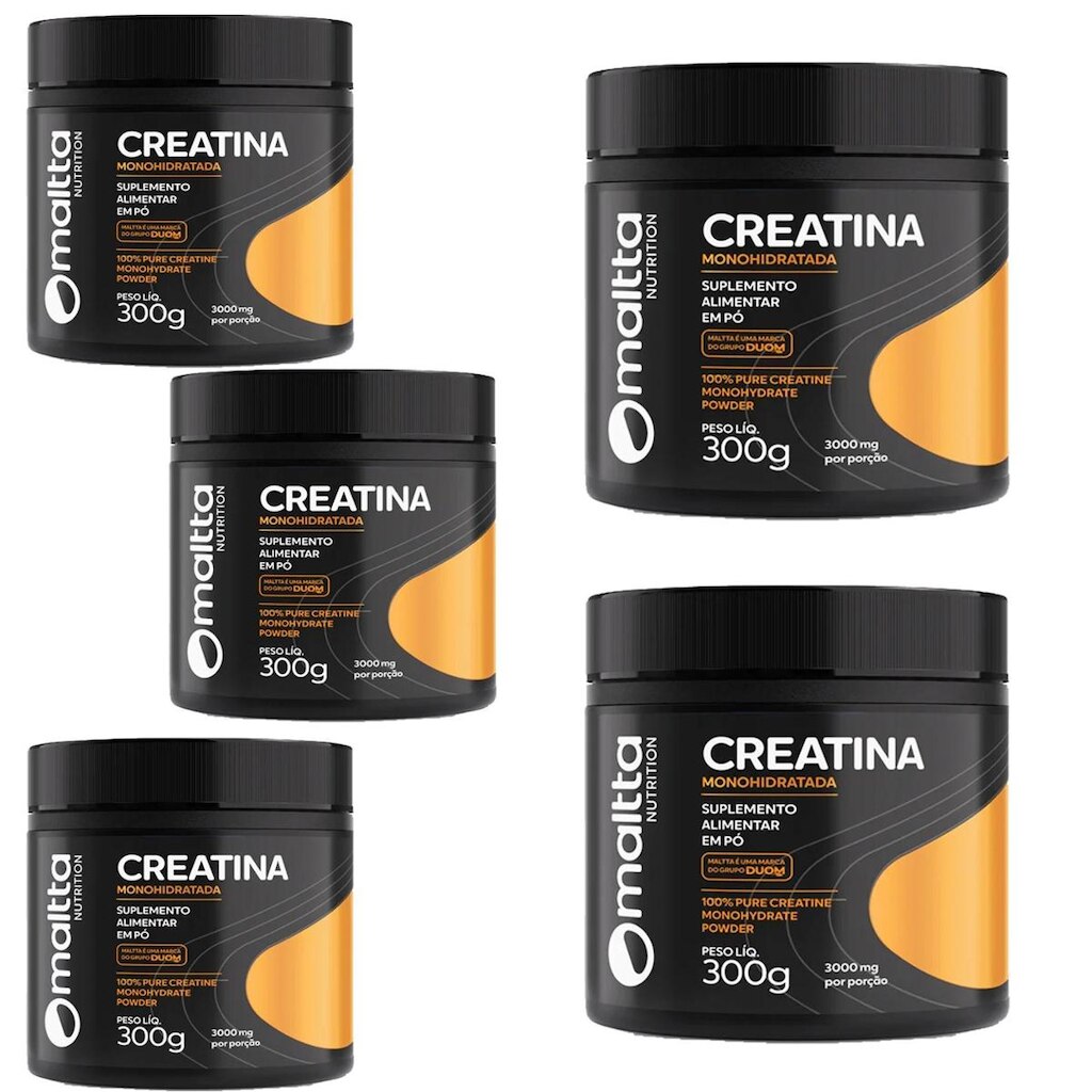 Kit 5x Creatina Monohidratada em pó Sem sabor 5x300g Maltta