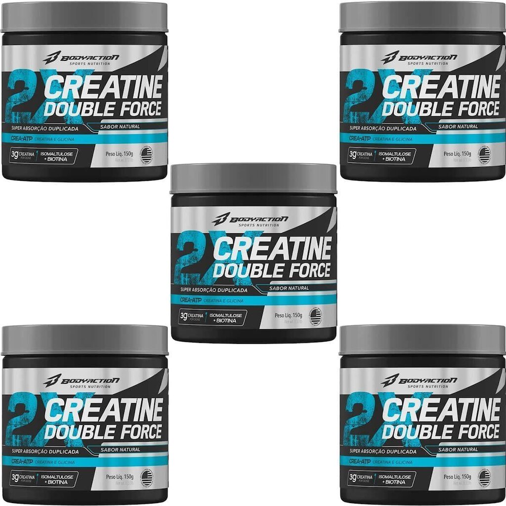 Kit 5X Creatine Double Force - 150g Natural - BodyAction