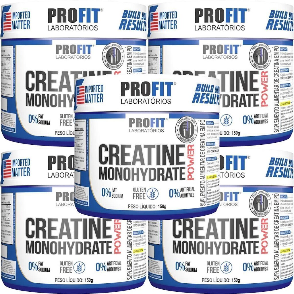 Kit 5X Creatine Monohydrate Power - 150g Sem Sabor - Profit