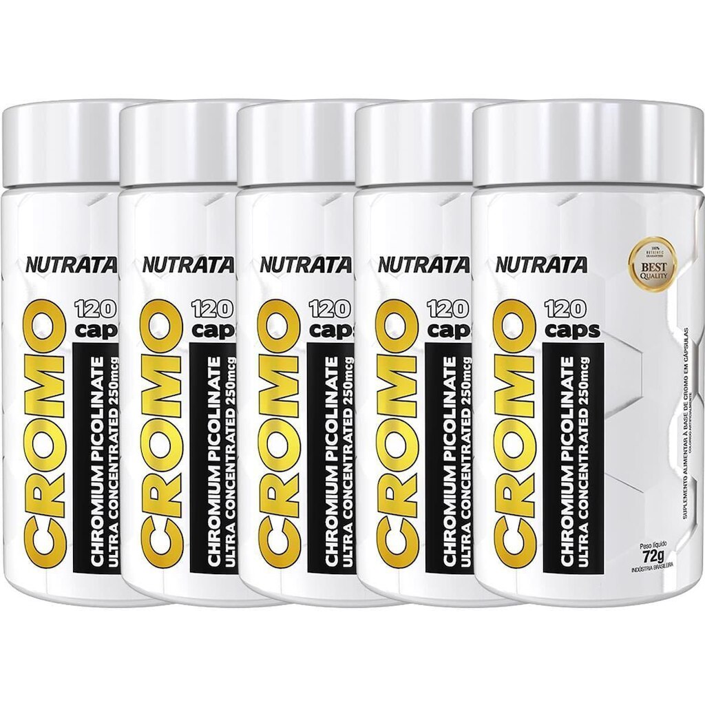 Kit 5X Cromo 100% - 120 Cápsulas - Nutrata