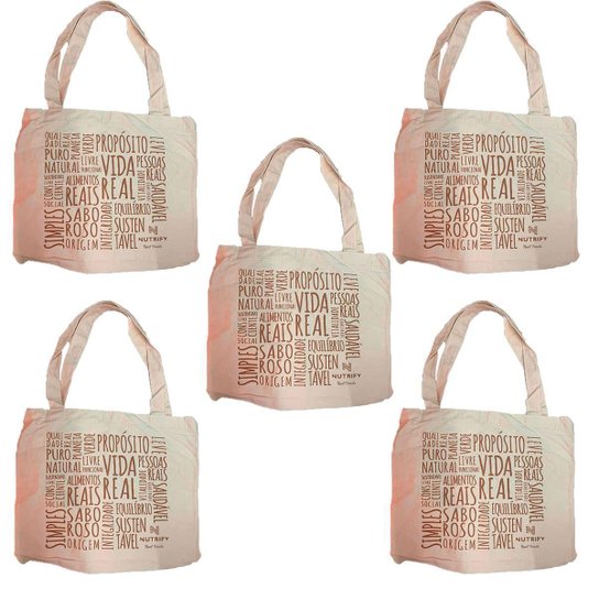 Kit 5X Ecobag Algodão - Nutrify