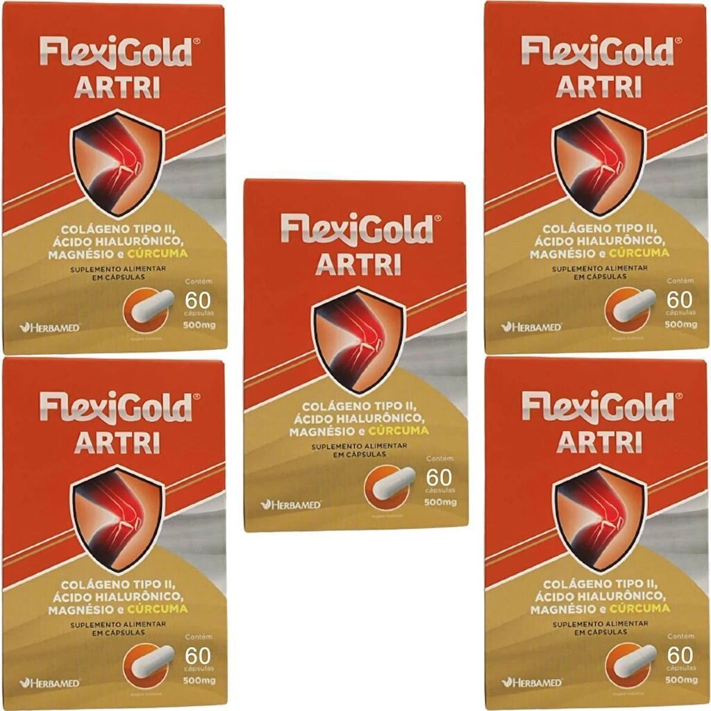 Kit 5X Flexigold Artri - 60 Cápsulas - Herbamed