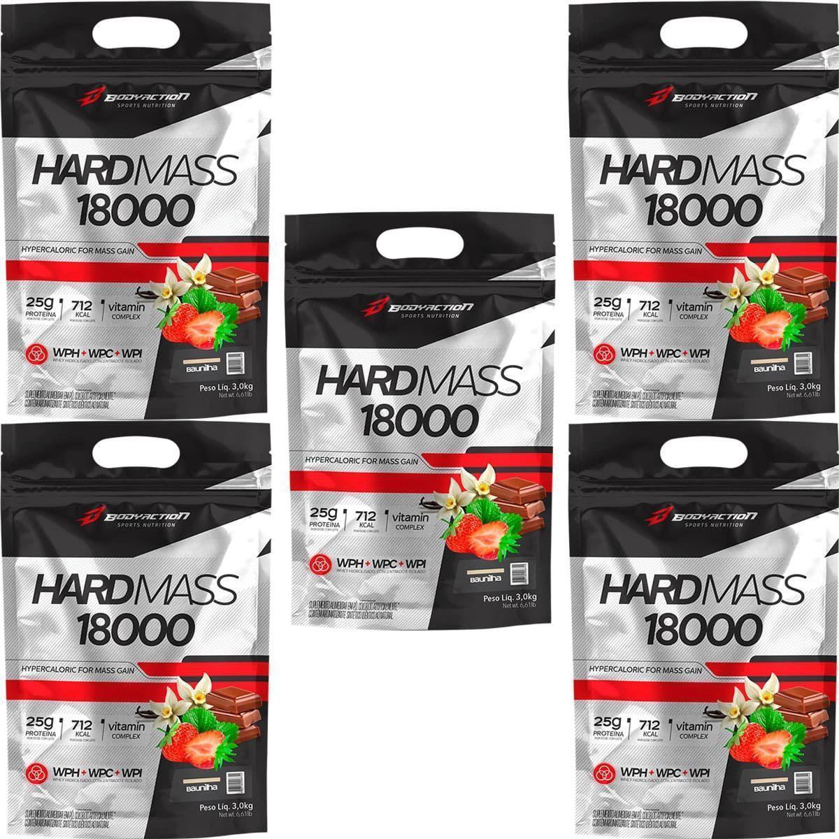 Kit 5X Hard Mass 18000 - 3000g Baunilha - BodyAction