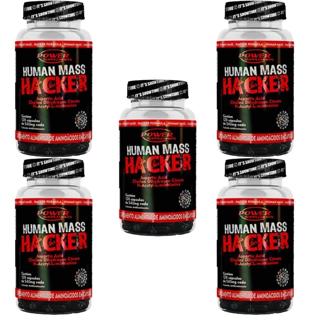 Kit 5X Human Mass Hacker - 120 Cápsulas - Power Supplements