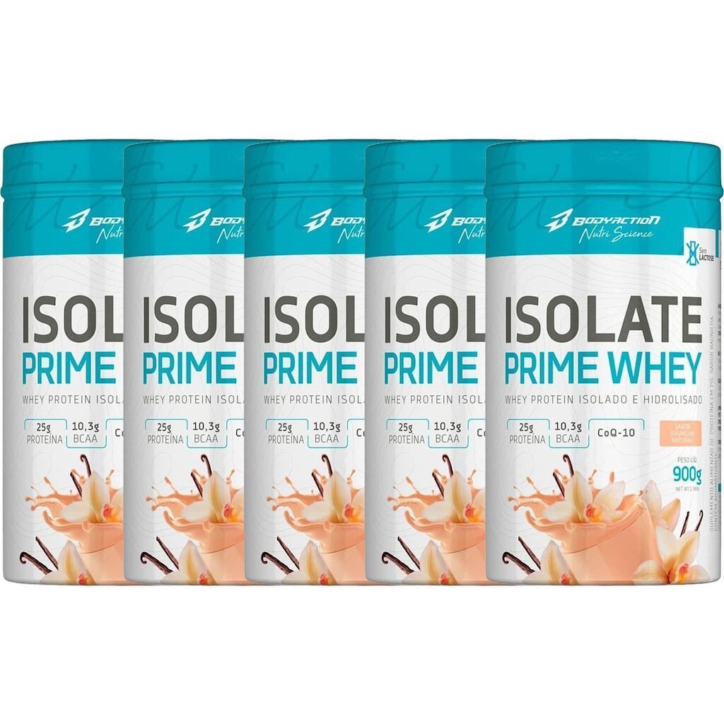 Kit 5X Isolate Prime Whey - 900g Baunilha Natural - BodyAction