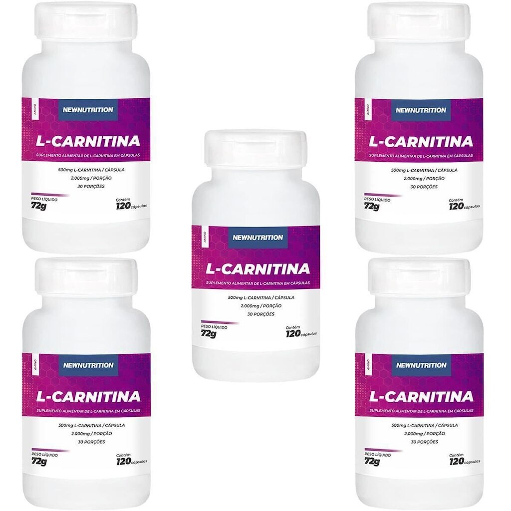 Kit 5X L Carnitina - 120 Cápsulas - NewNutrition