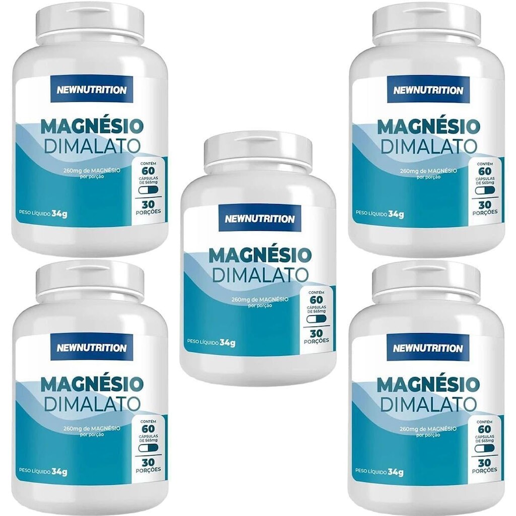 Kit 5X Magnésio Dimalato - 60 Cápsulas - NewNutrition