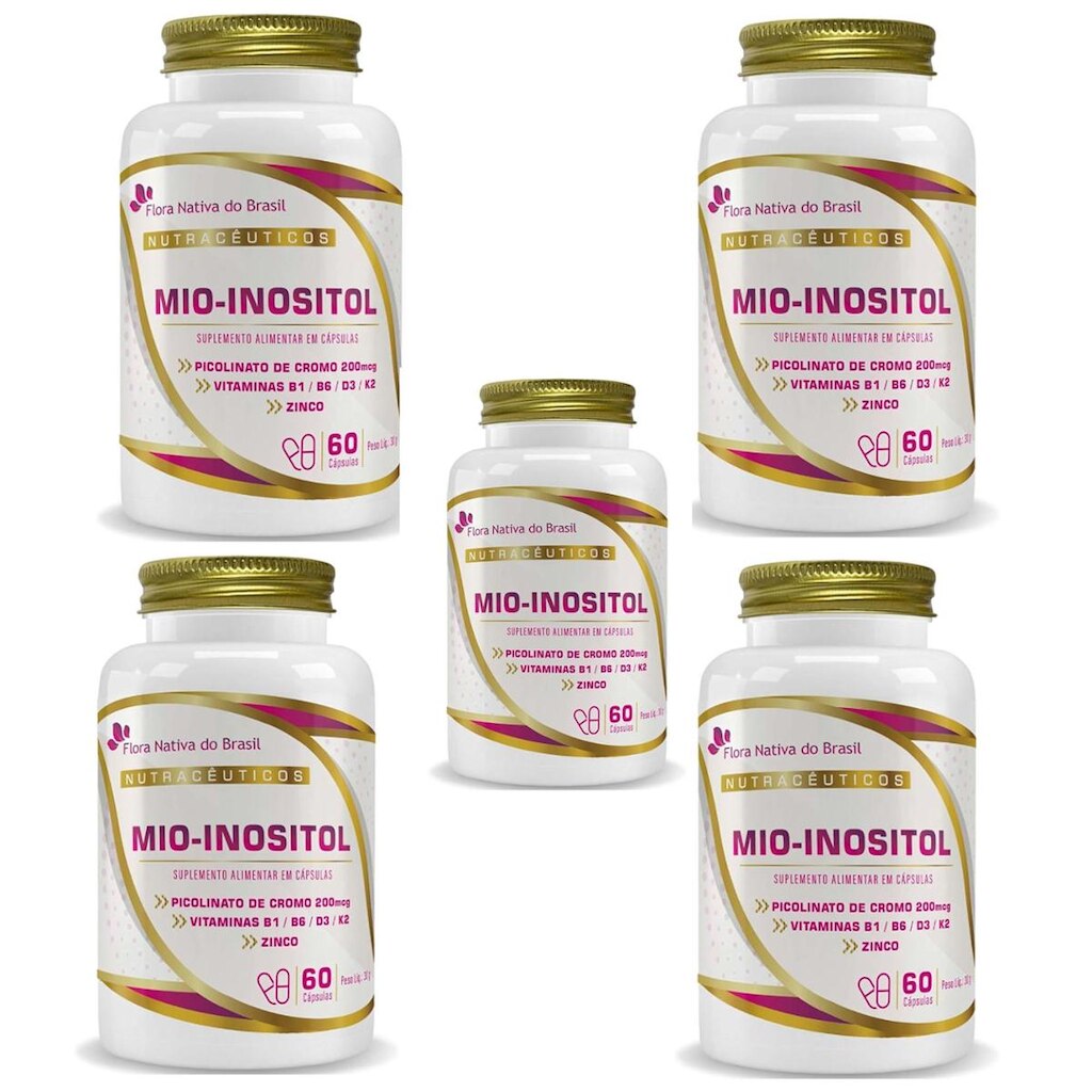 Kit 5x Mioinositol + Vitaminas 500mg 5x60 cps Flora Nativa