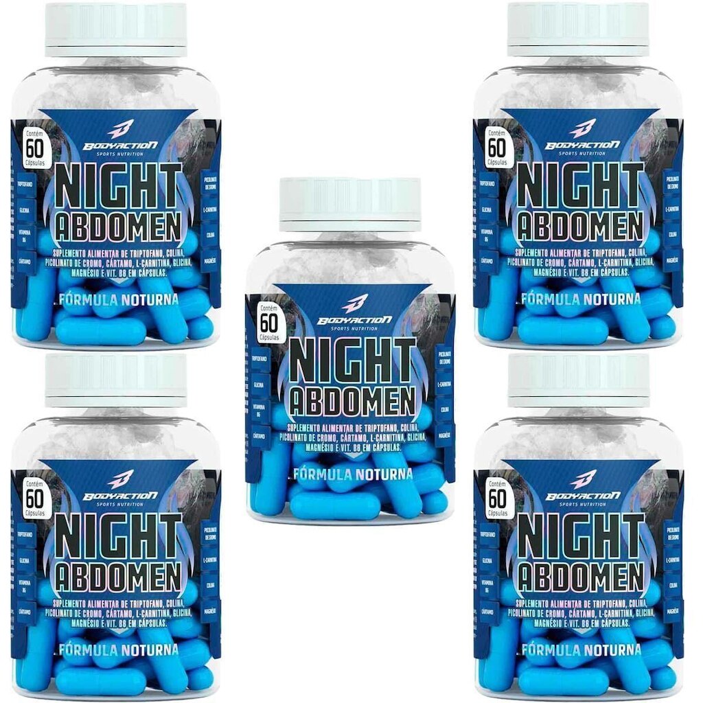 Kit 5X Night Abdomen - 60 Cápsulas - Bodyaction