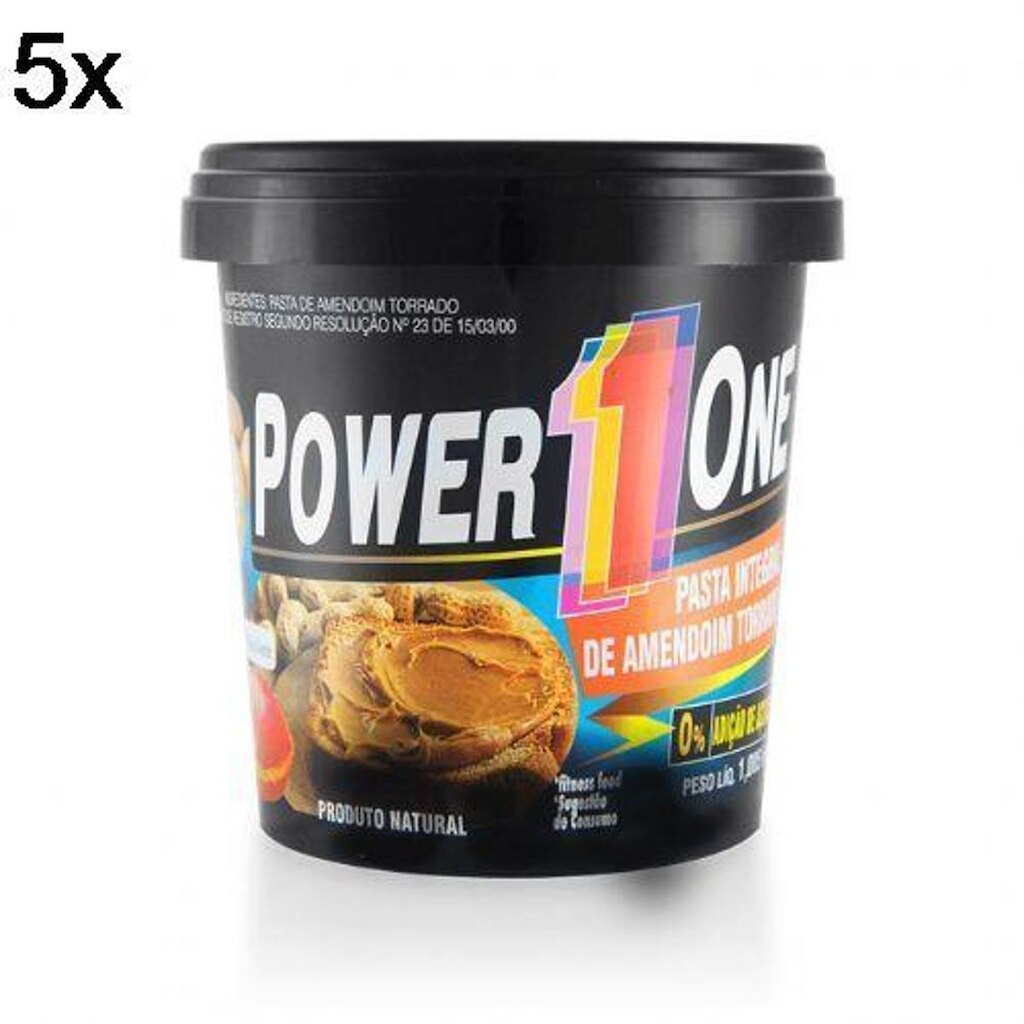 Kit 5X Pasta de Amendoim Integral Power One - 1000g