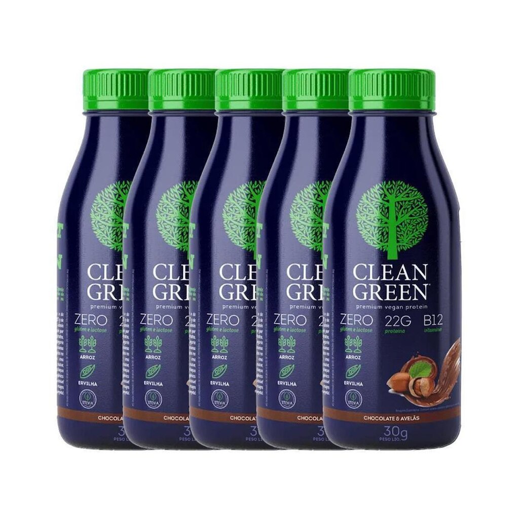 Kit 5x Proteína Vegana Clean Green Dose Única - Cellgenix