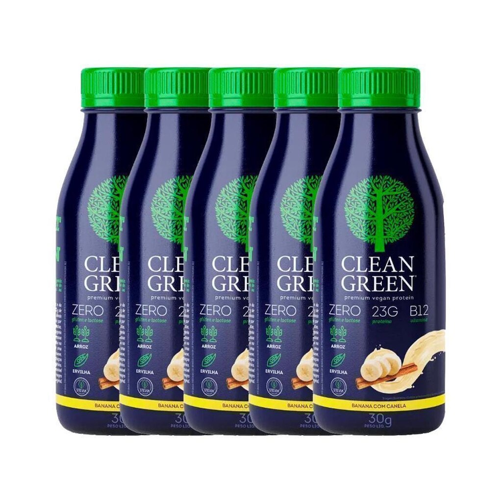 Kit 5x Proteína Vegana Clean Green Dose Única - Cellgenix