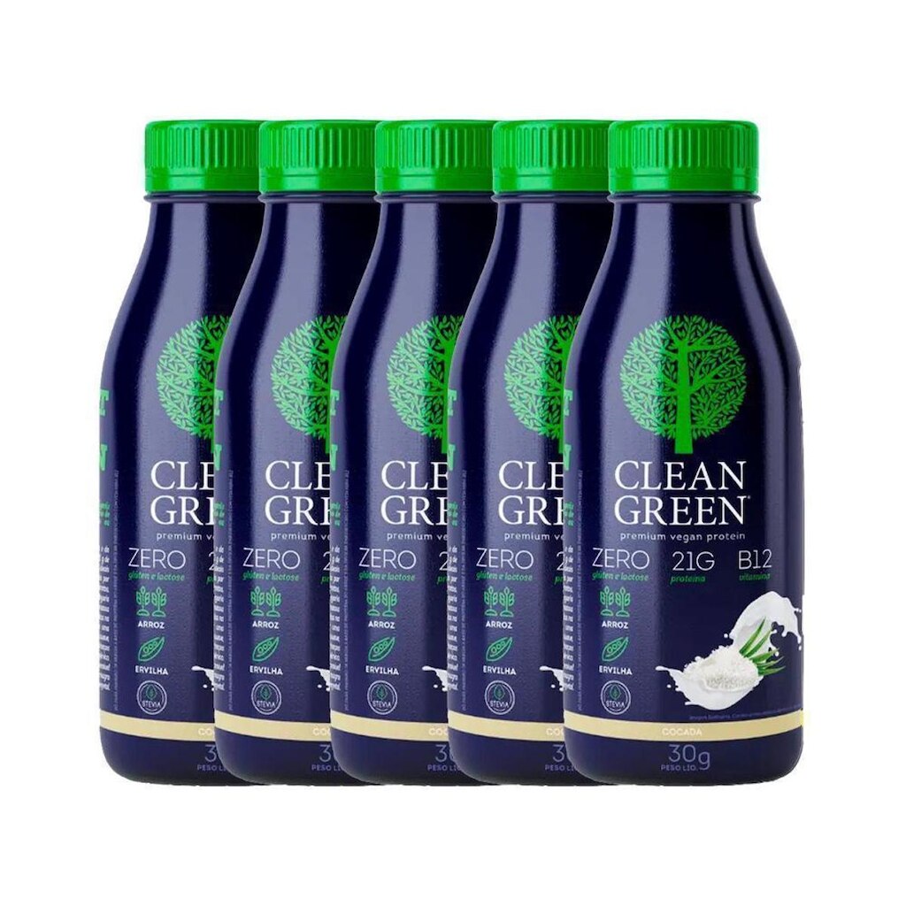 Kit 5x Proteína Vegana Clean Green Dose Única - Cellgenix