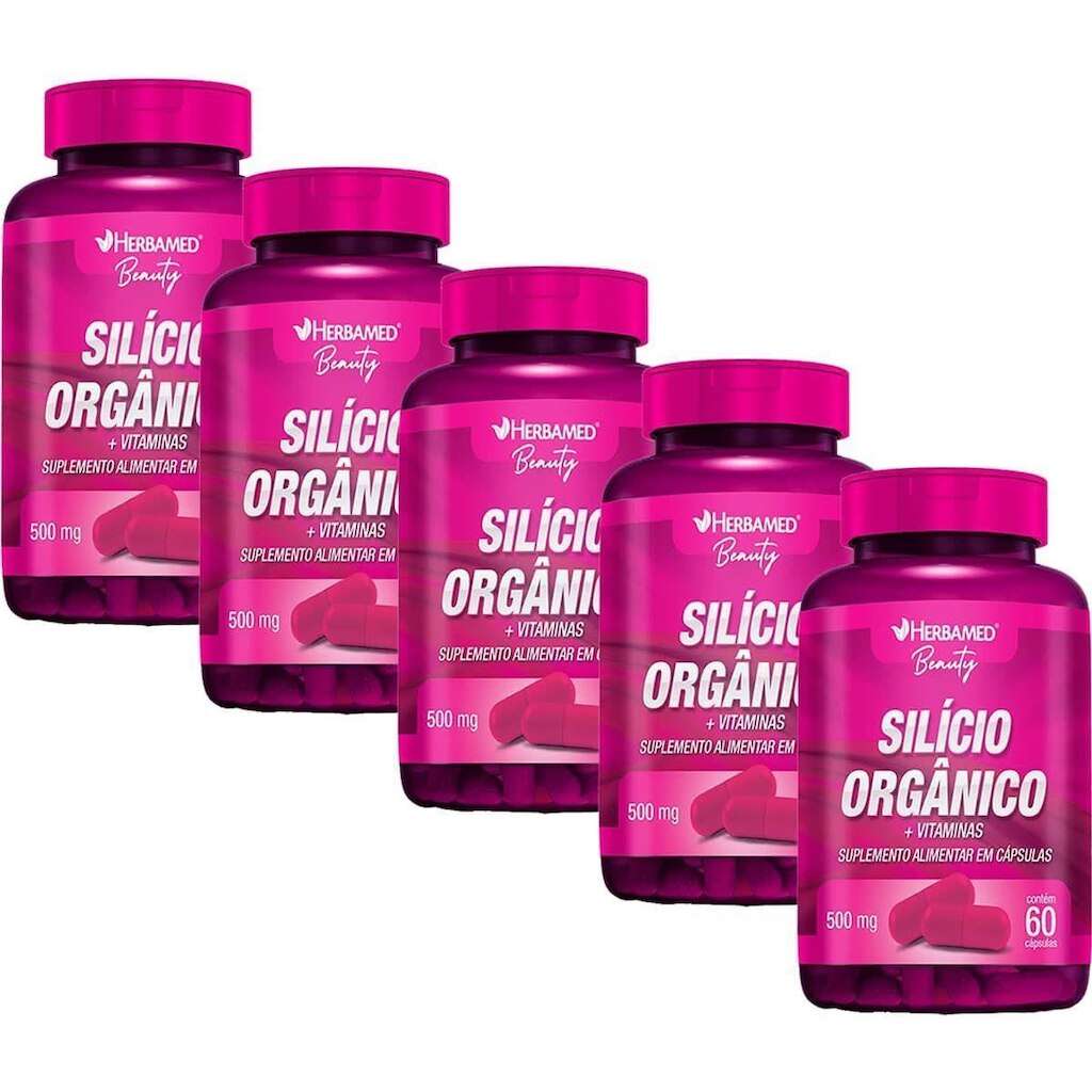 Kit 5X Silício Orgânico + Vitaminas - 60 Cápsulas - Herbamed