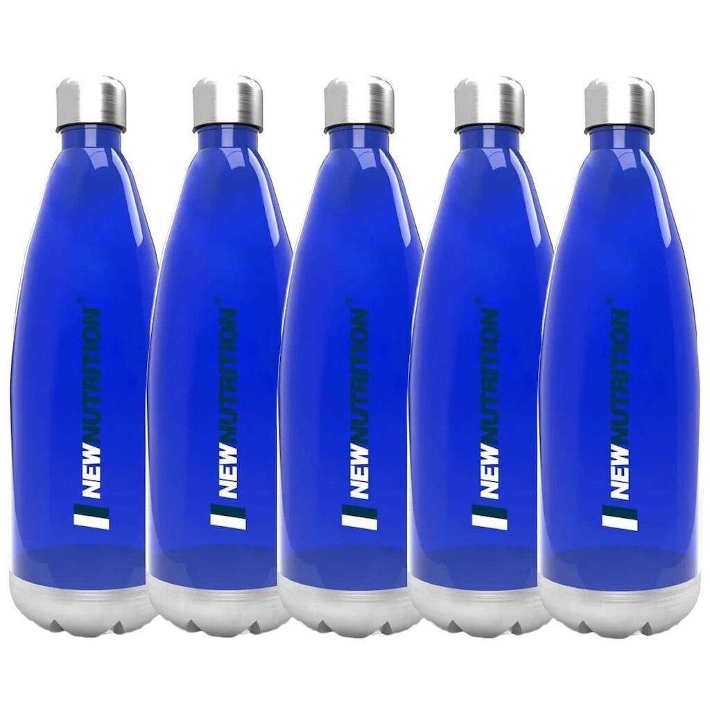Kit 5X Squezze Plástica com Inox - 700ml Azul - NewNutrition