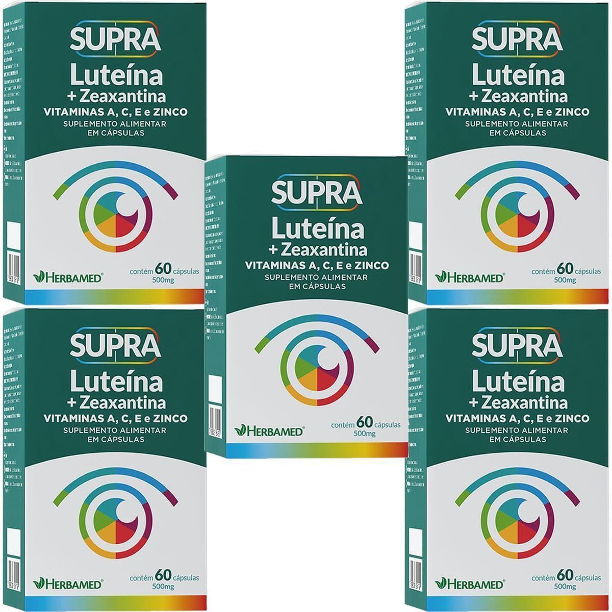 Kit 5X Supra Luteina Zeaxantina 500mg 60 Cápsulas