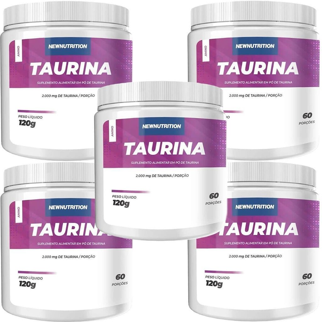 Kit 5X Taurina - 120g Sem Sabor - NewNutrition