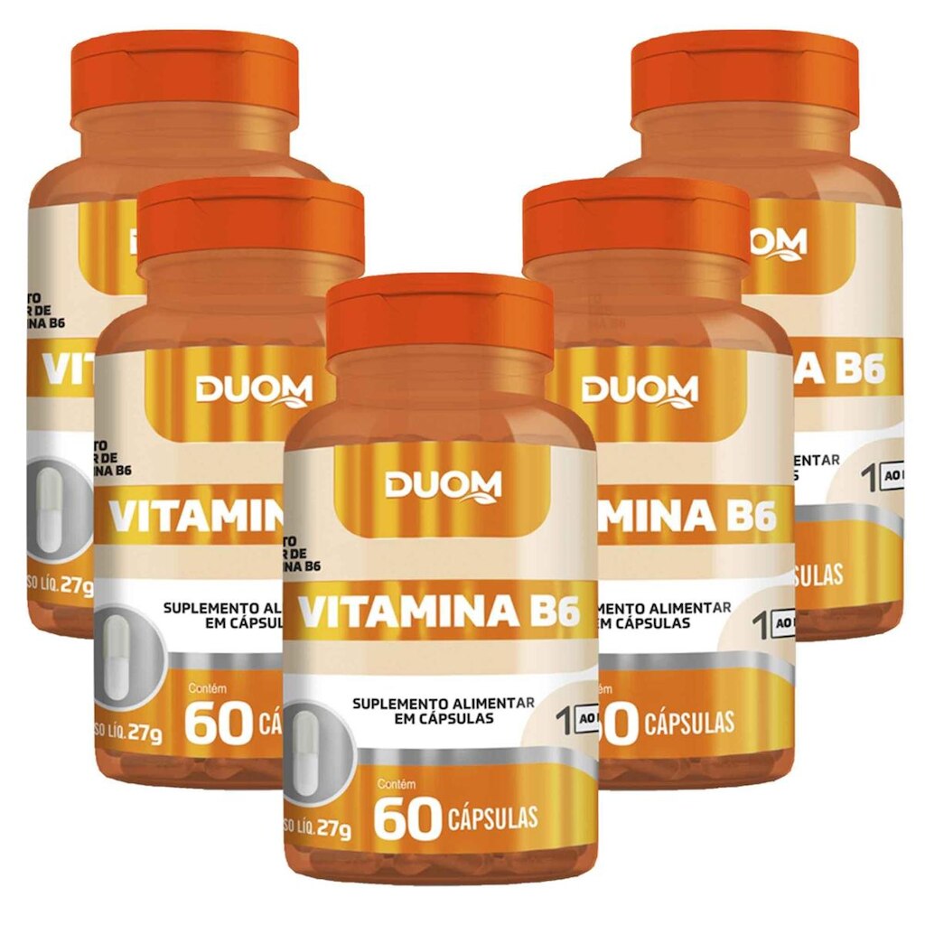 Kit 5x Vitamina B6 5x60 Cápsulas Duom