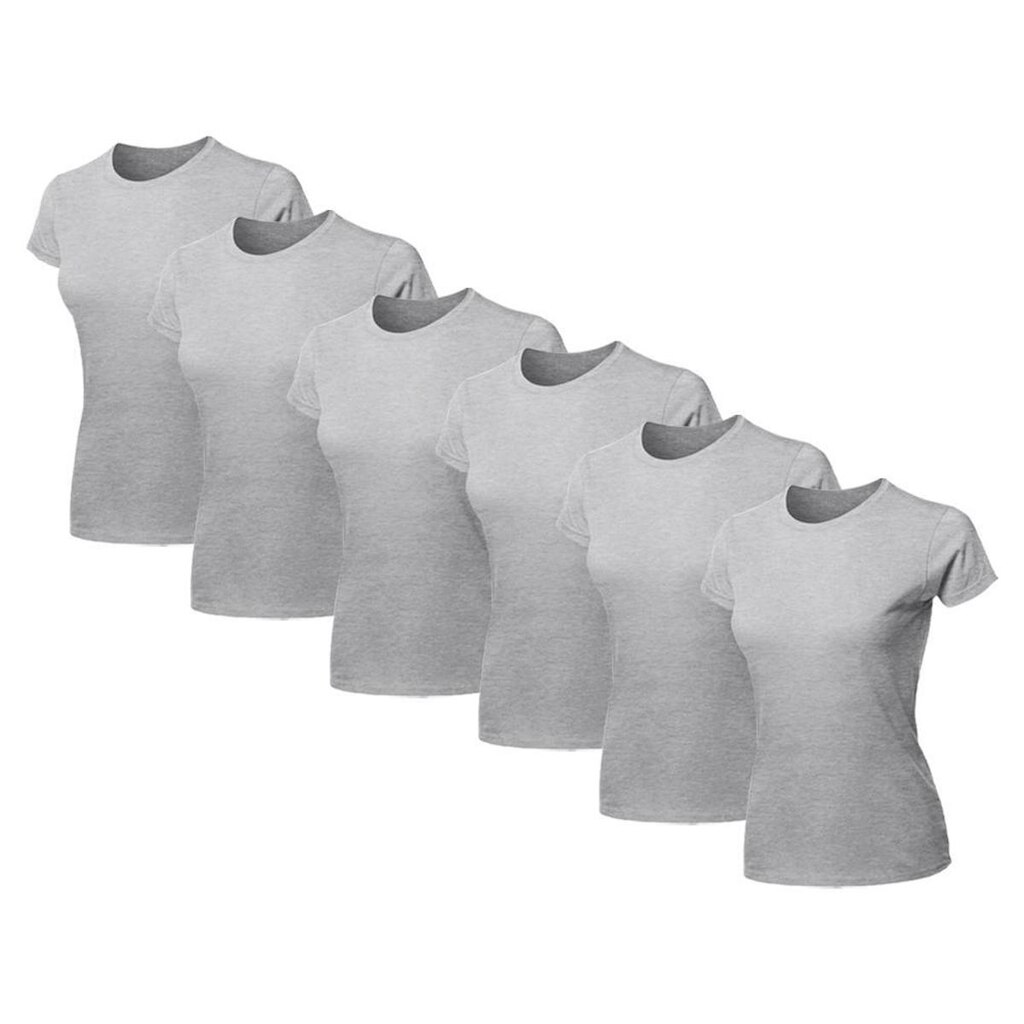 Kit 6 Blusas Feminina Camiseta Lisa Básica Algodão Baby Look