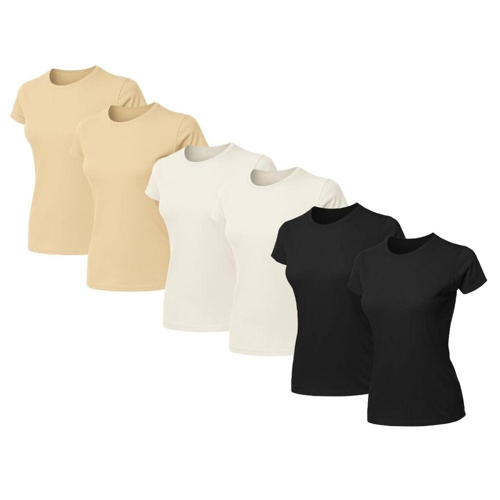 Kit 6 Blusas Feminina Camiseta Lisa Básica Algodão Baby Look
