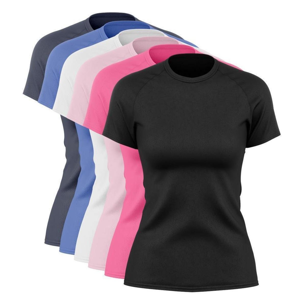Kit 6 Blusas Via Basic Dry Academia Feminina Menor preço em Kit 6 Blusas Via Basic Dry Academia Feminina