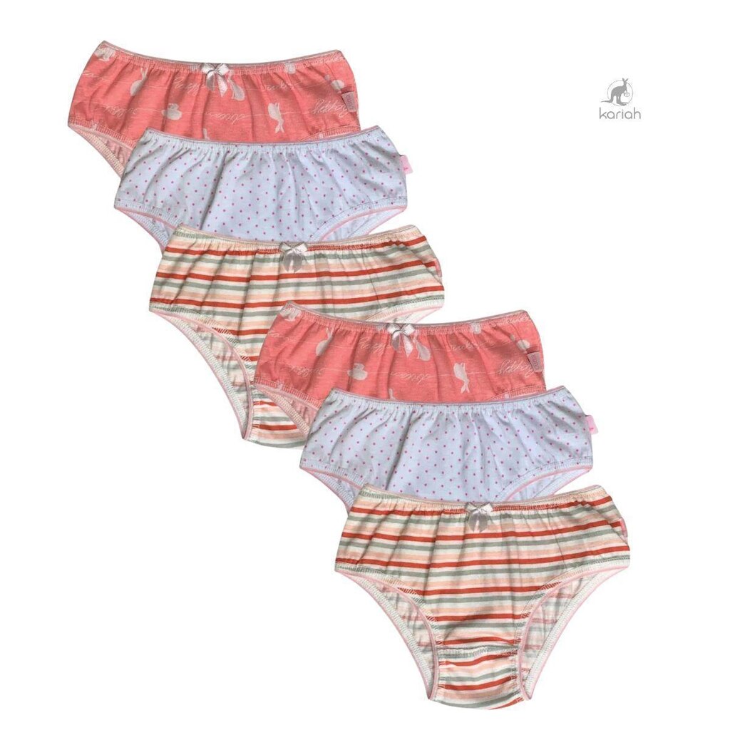 Kit 6 Calcinhas Infantil Malha 100% Algodão Luna 011N