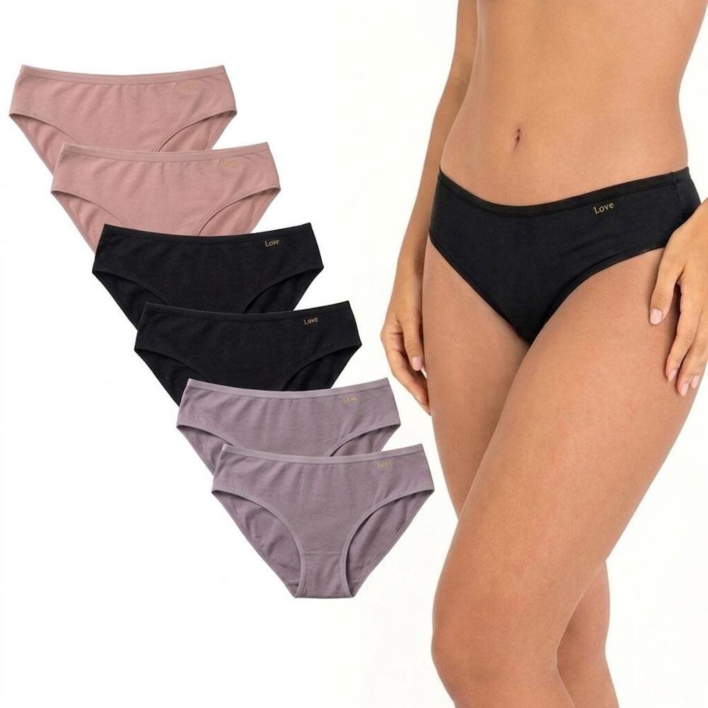 Kit 6 Calcinhas Love Secret 81500 Preto/Rosa/Chocolate