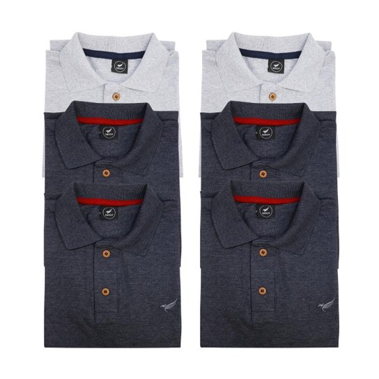 Kit 6 Camisa Polo Plus Size Masculina Piquet