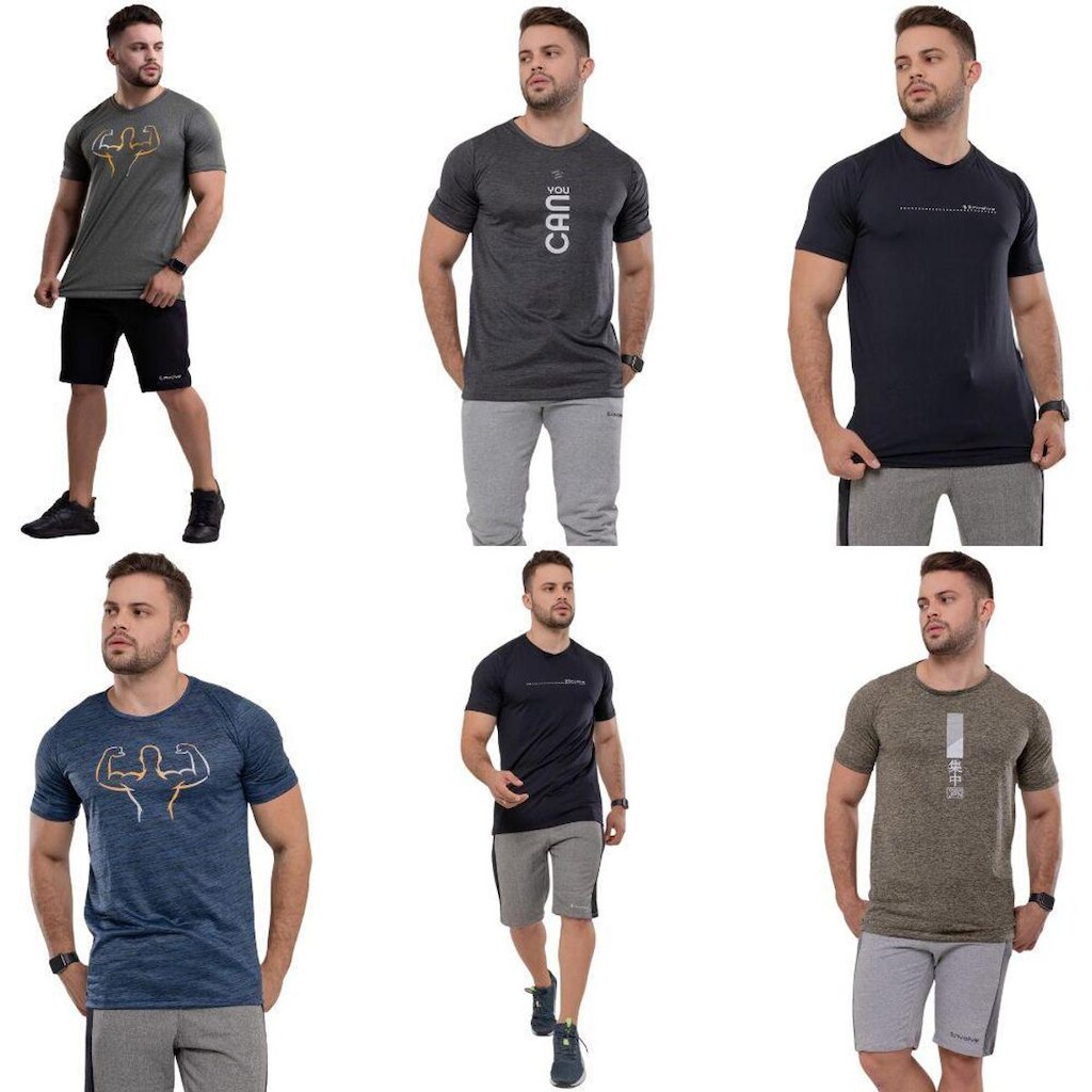 Kit 6 Camisa treino premium masculina acadêmia