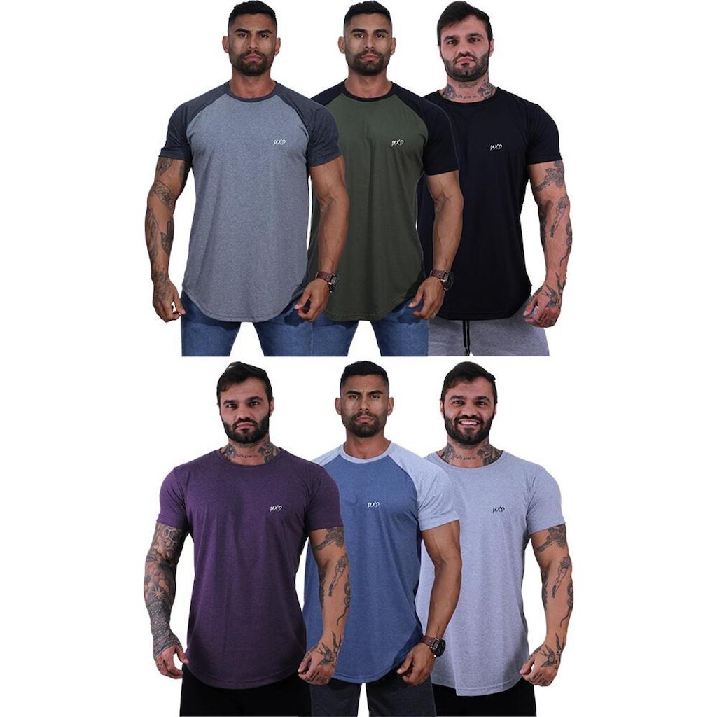 Kit 6 Camiseta Longline Estilo Básico Masculina Grife MXD