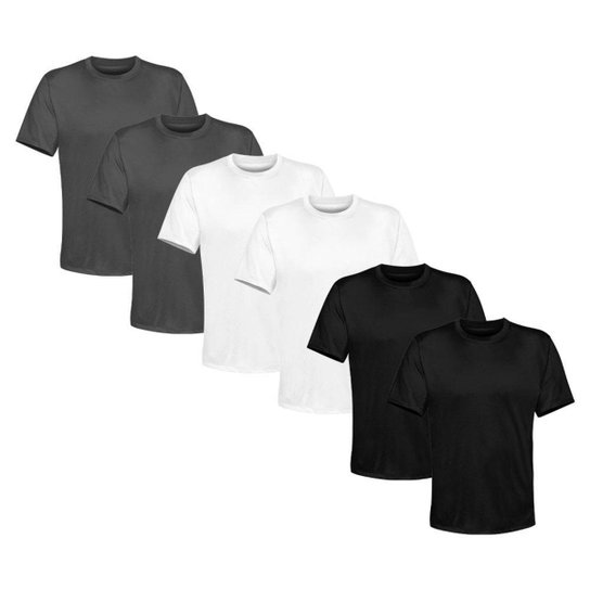 Kit 6 Camiseta Masculina Lisa Algodão Qualidade - Preto+Cinza Menor preço em Kit 6 Camiseta Masculina Lisa Algodão Qualidade - Preto+Cinza