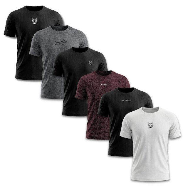 Kit 6 Camisetas Mais Vendidas Treino Alpha - Personalização