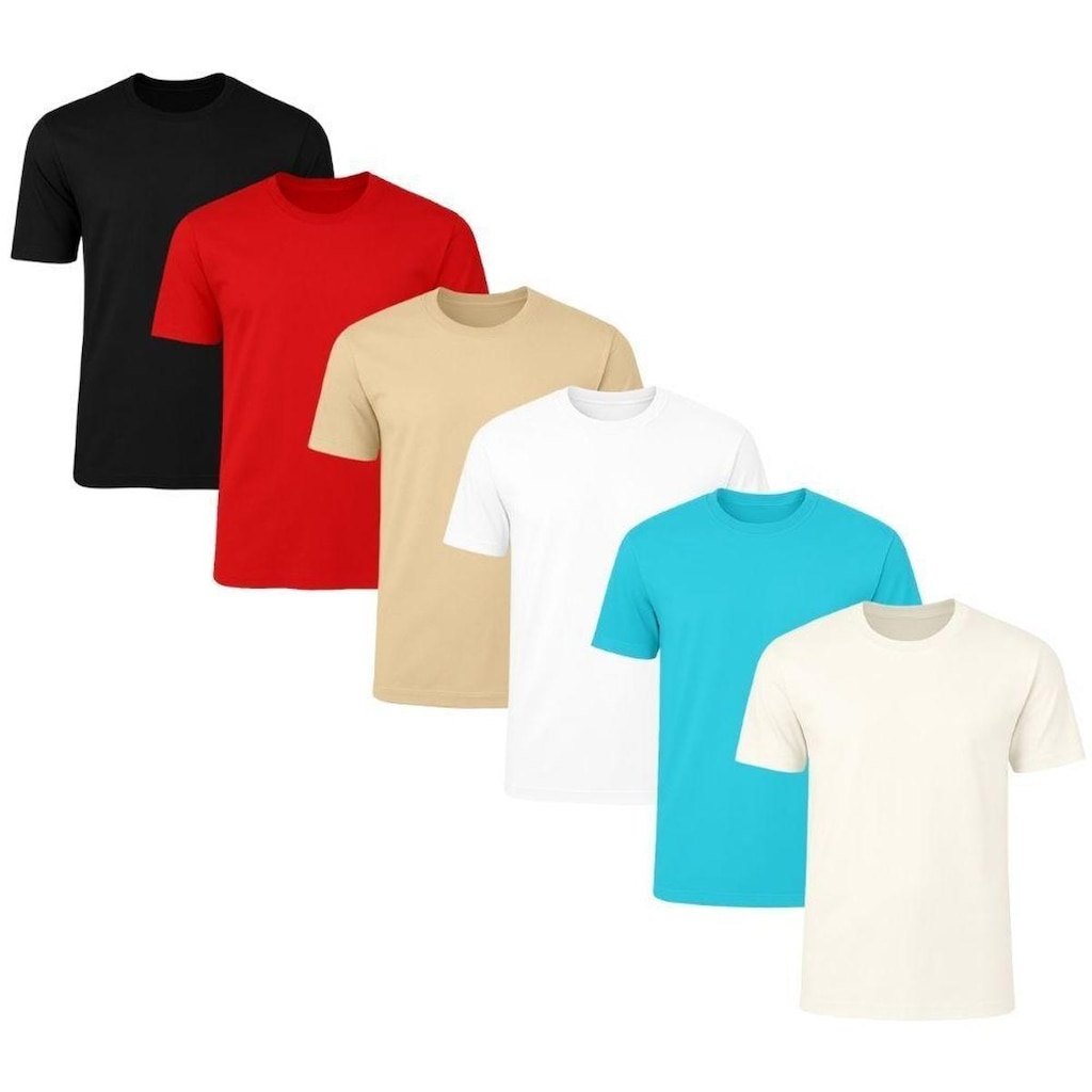 Kit 6 Camisetas Masculina Lisa Básica 100% Algodão 02