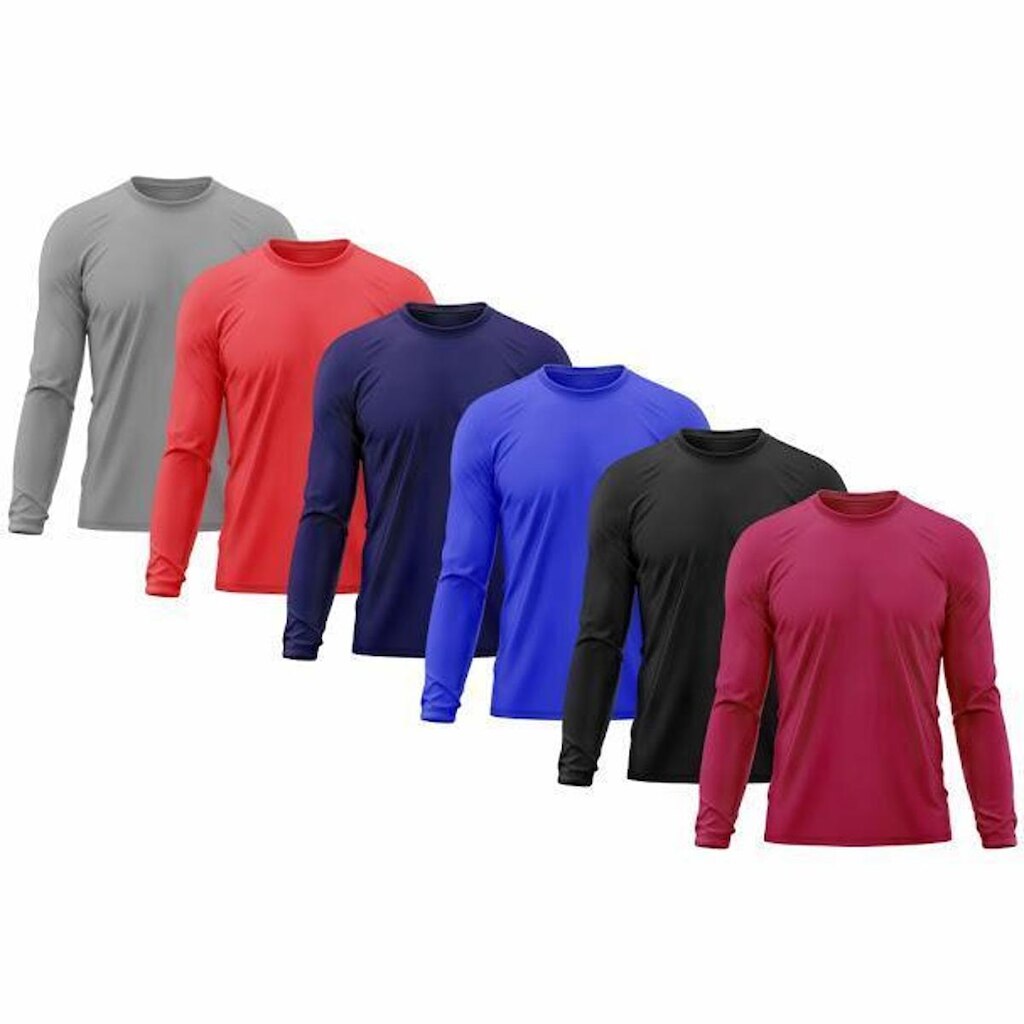 Kit 6 Camisetas Masculinas Proteção Uv Dry Manga Longa