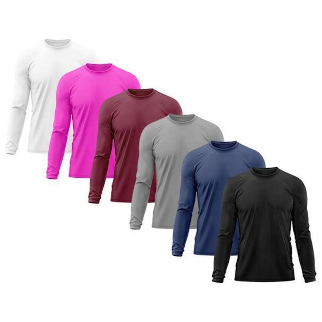 Kit 6 Camisetas Masculinas Proteção Uv Dry Manga Longa