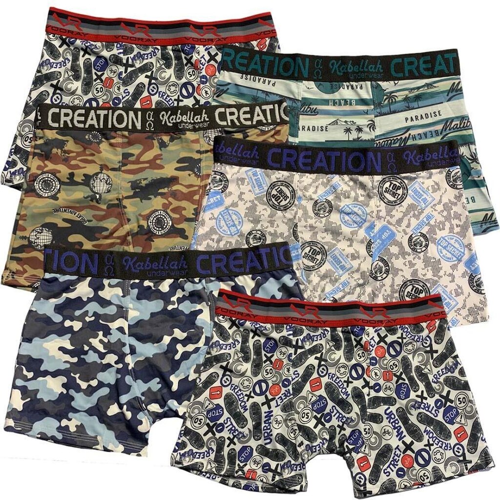 Kit 6 Cuecas Boxer Fristyle Em Microfibra Estampada Adulto