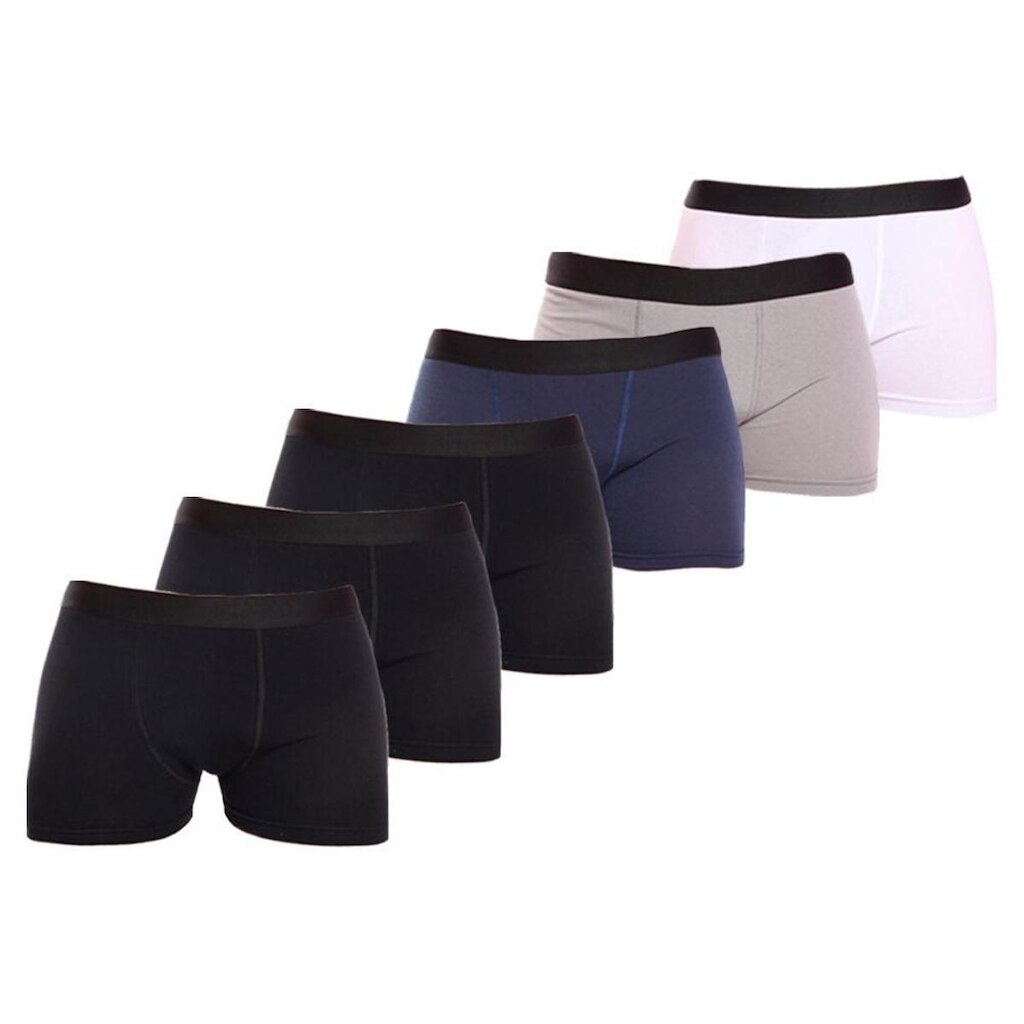 Kit 6 Cuecas Boxer Lisa Cotton Algodão Box Premium