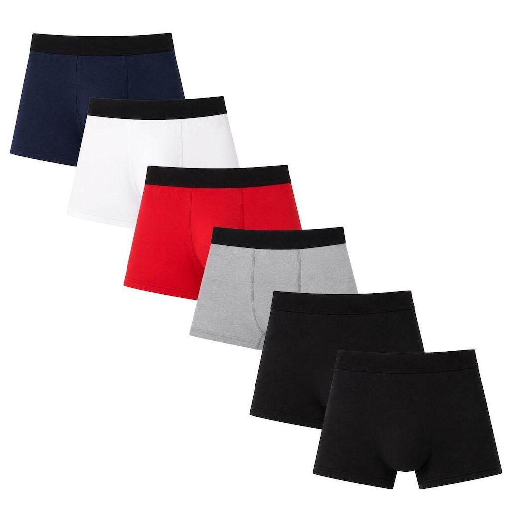 Kit 6 Cuecas Boxer Lisa Cotton Algodão Box Premium