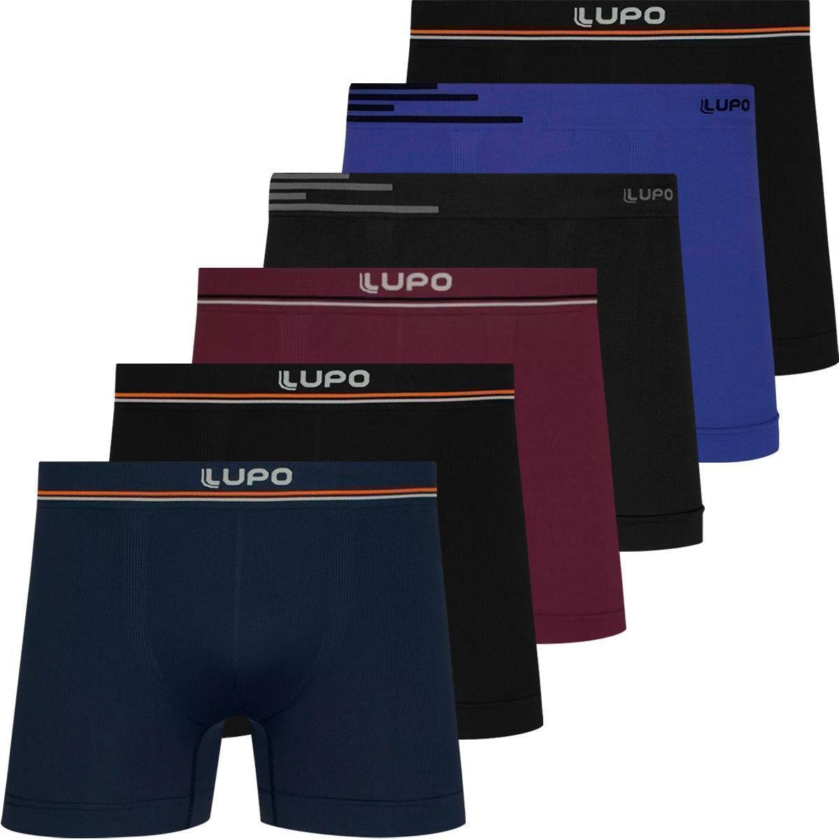 Kit 6 Cuecas Boxer Lupo Masculina Cueca Microfibra Sem Costura Box Original 436