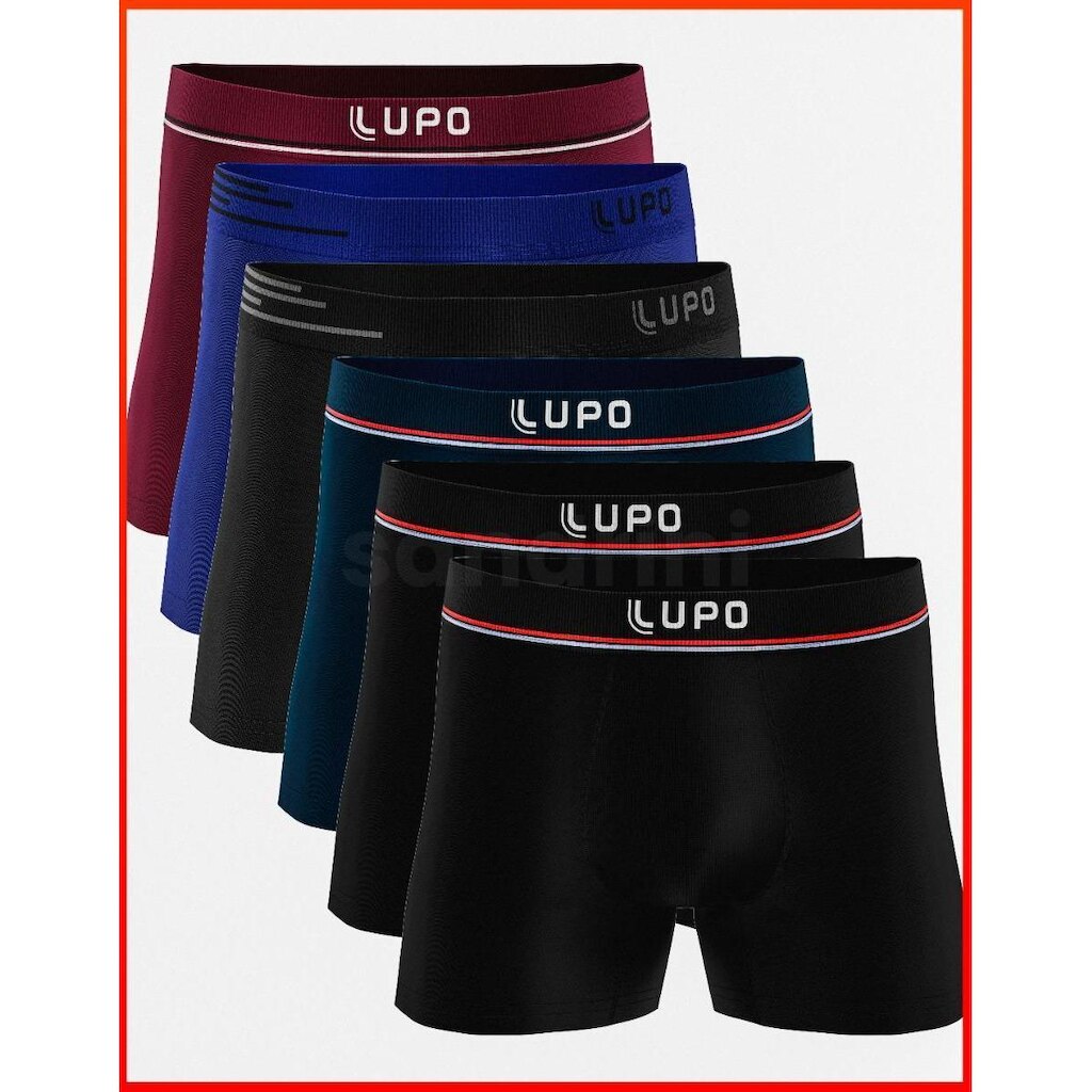 Kit 6 Cuecas Boxer Lupo Masculina Microfibra Poliamida 436
