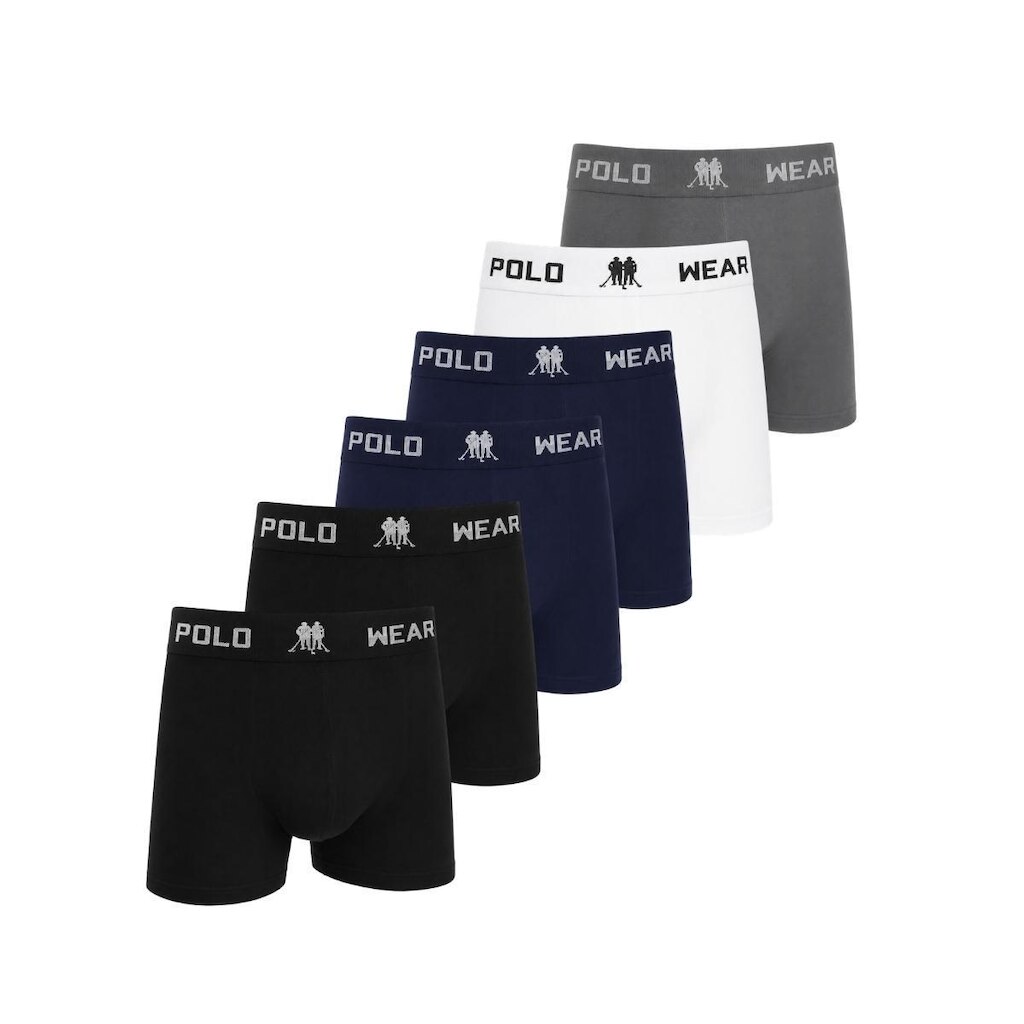 KIT 6 Cuecas Boxer Polo Wear Sem Costura Microfibra Oficial