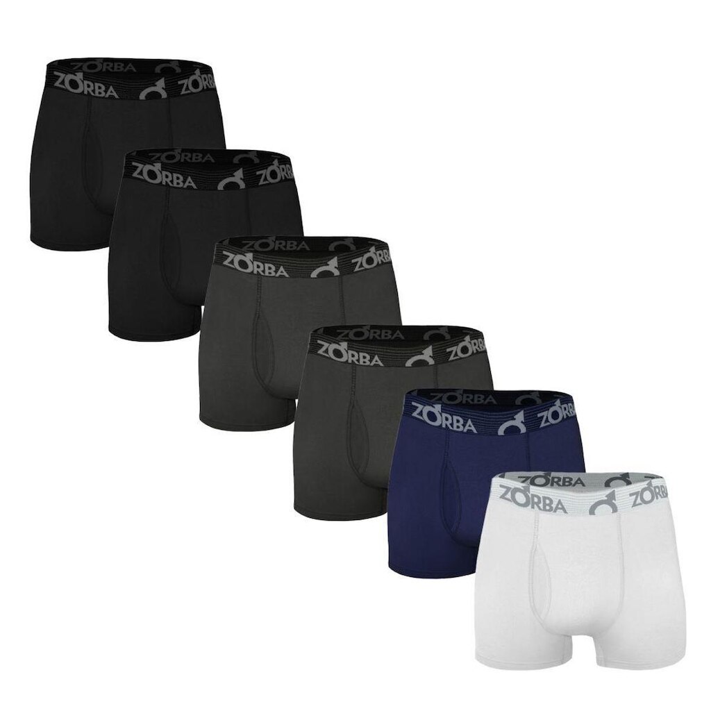 Kit 6 Cuecas Zorba Boxer com Abertura 848 Pto/Chu/Mho/Bco - M