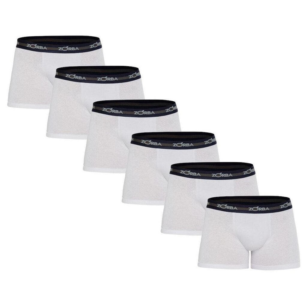 Kit 6 Cuecas Zorba Boxer Max Algodão 702 Branco - XG