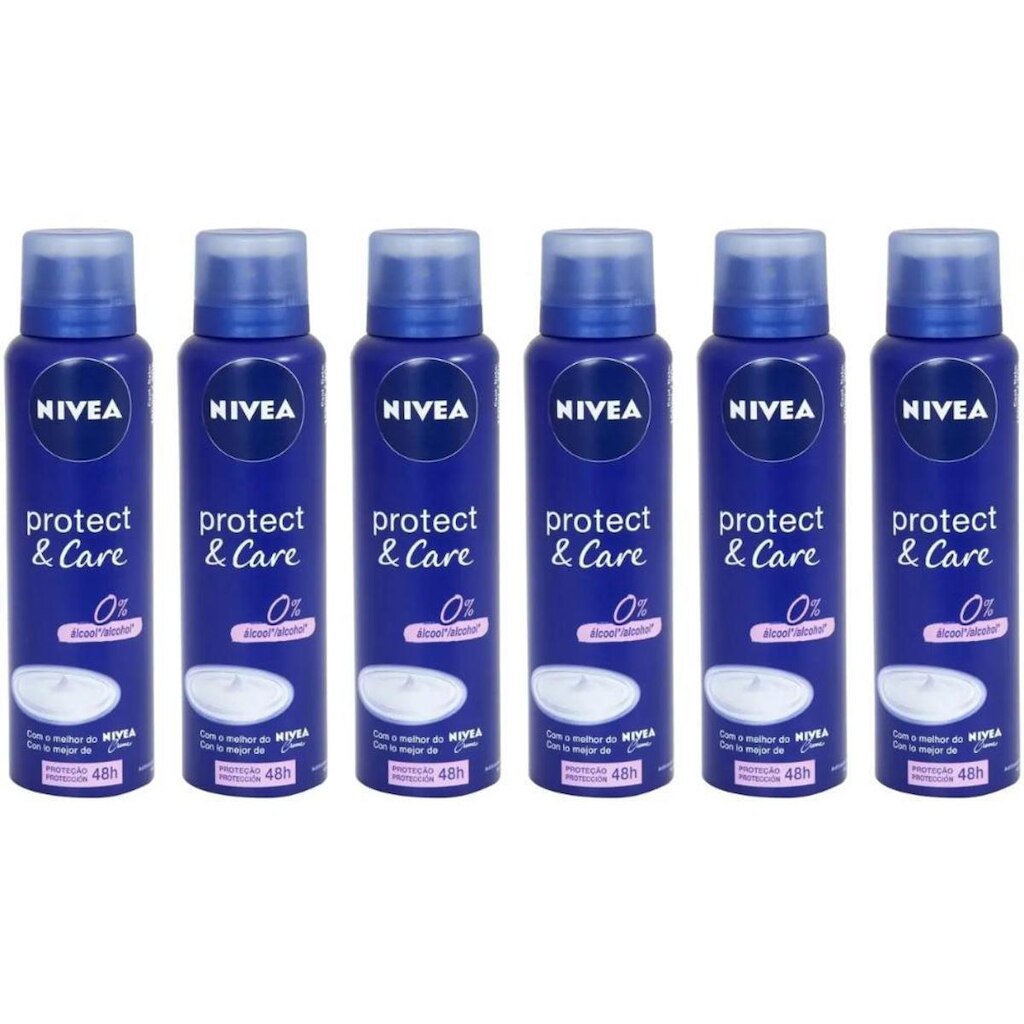 Kit 6 Desodorantes Nivea Protect e Care Aerossol