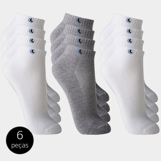 Kit 6 Meias Lupo Cano Curto Esportiva - Branco+Cinza Menor preço em Kit 6 Meias Lupo Cano Curto Esportiva - Branco+Cinza