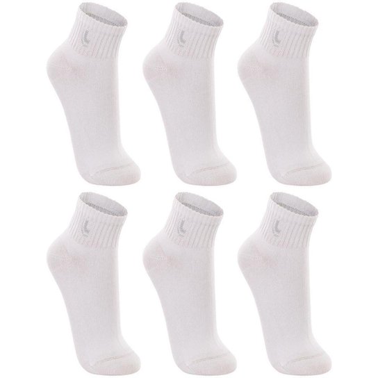 Kit 6 Meias Lupo Cano Médio Esportiva Unissex - Branco Menor preço em Kit 6 Meias Lupo Cano Médio Esportiva Unissex - Branco