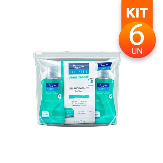 Kit 6 Nupill Derme Control Sabonete 60ml +Gel Hidratante 50g + Loção Facial 60ml - Verde Menor preço em Kit 6 Nupill Derme Control Sabonete 60ml +Gel Hidratante 50g + Loção Facial 60ml - Verde