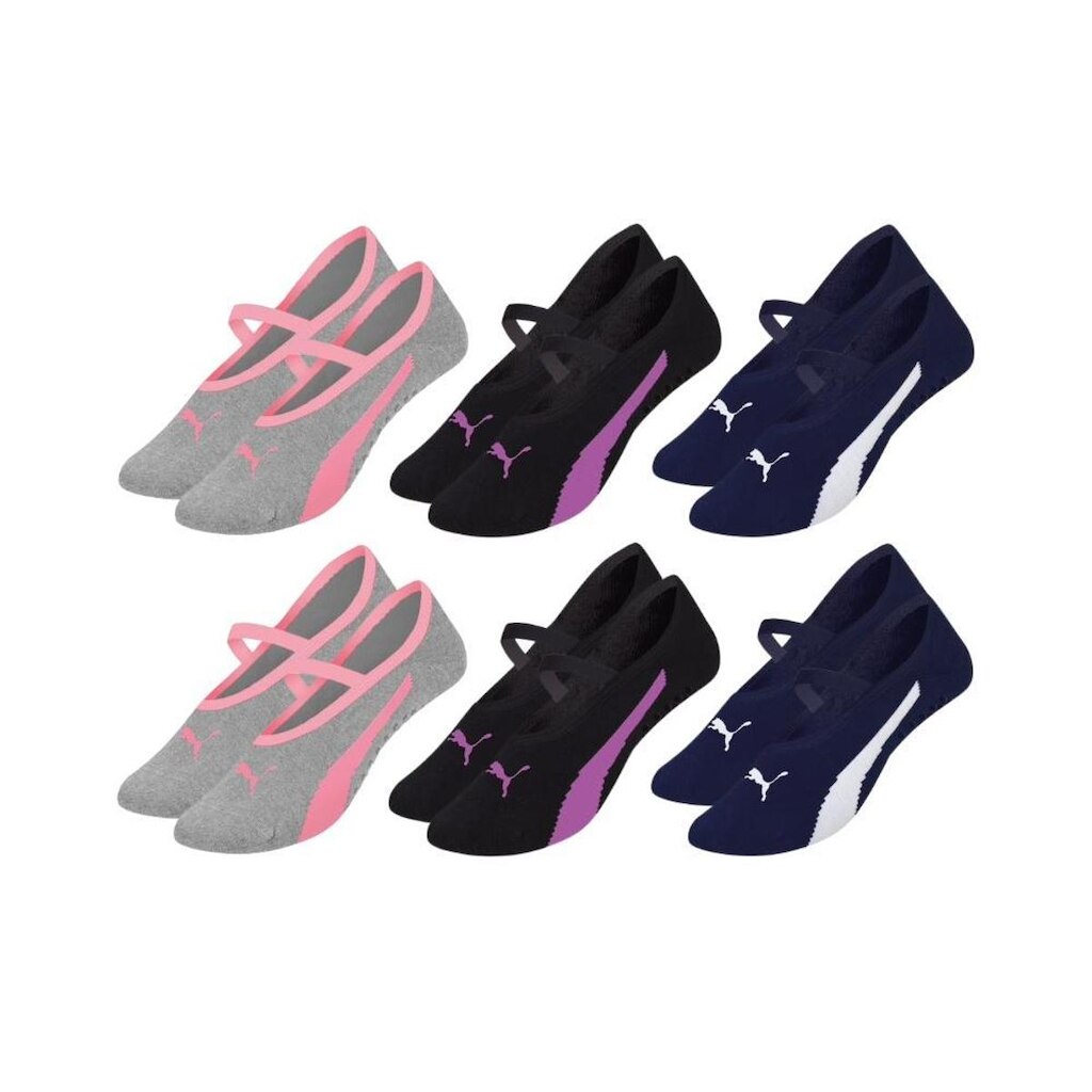 Kit 6 Pares De  Meia Sapatilha Antiderrapante Pilates Puma